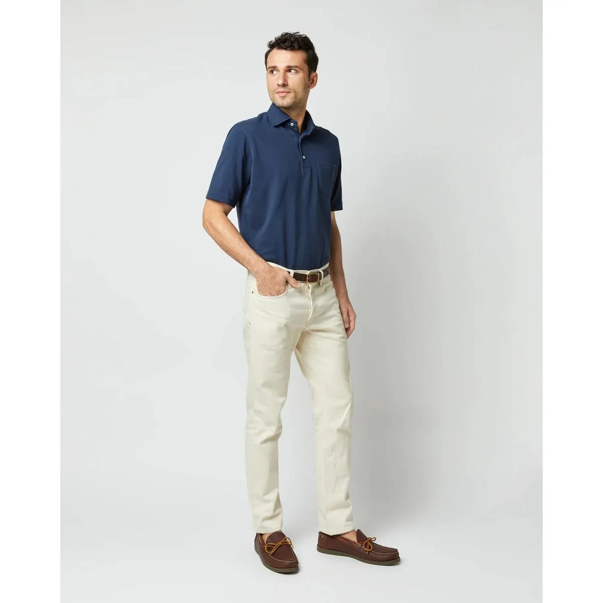 Short-Sleeved Polo Navy Pima Pique