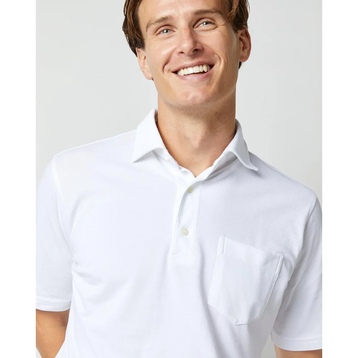 Short-Sleeved Polo White Pima Pique