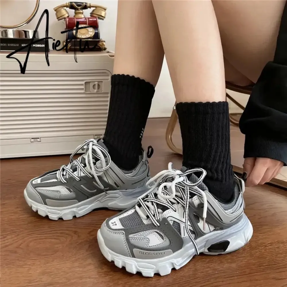 Sky Blue Chunky Sneakers Women Men Couples Sport Shoes New Design Autumn Fashion Casual Shoes Breathable Women's Sneakers 41 42