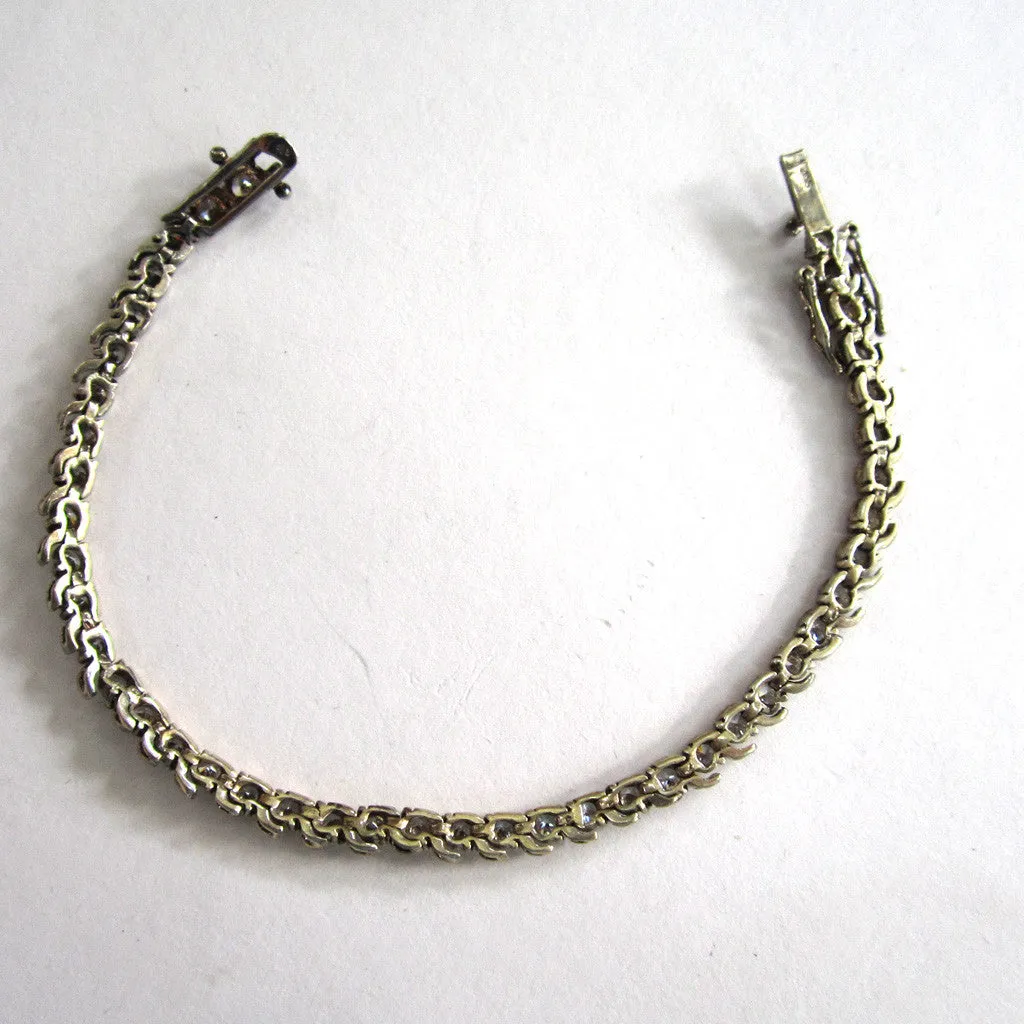 Sterling Silver Rhinestone Tennis Bracelet