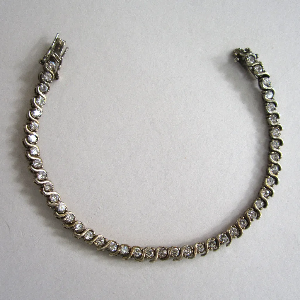 Sterling Silver Rhinestone Tennis Bracelet