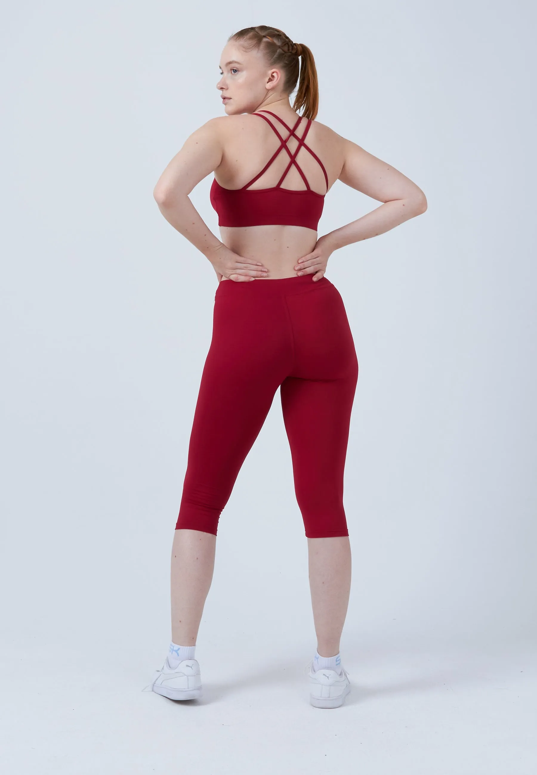 Tennis 3/4 Leggings, bordeaux red