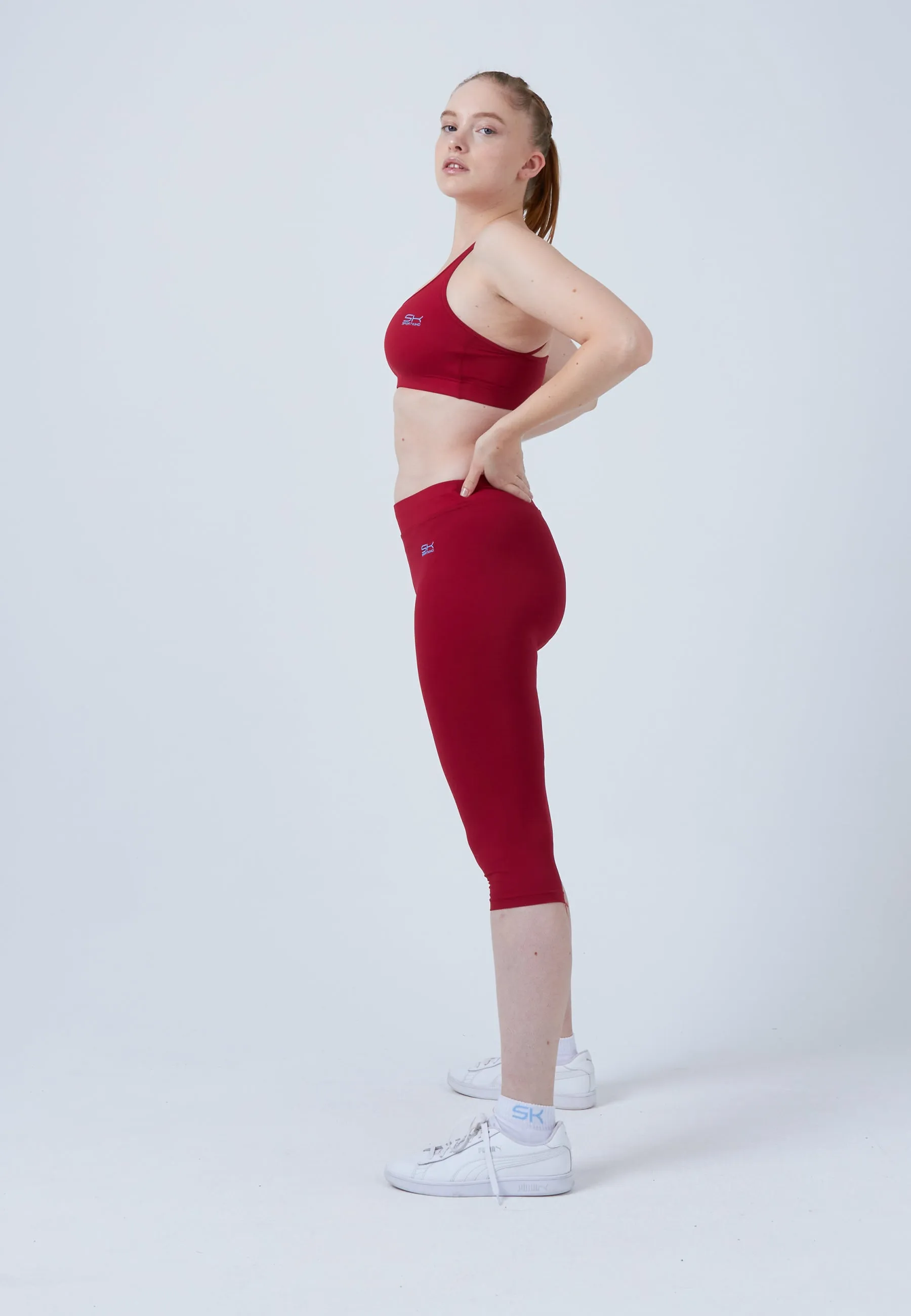 Tennis 3/4 Leggings, bordeaux red