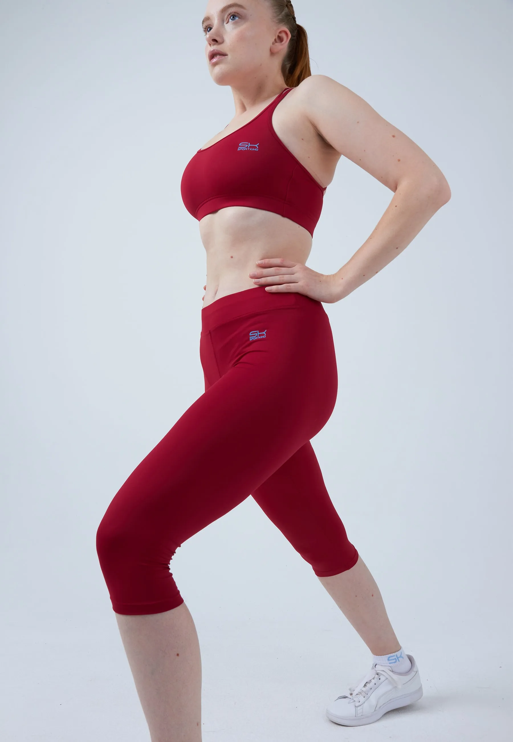 Tennis 3/4 Leggings, bordeaux red