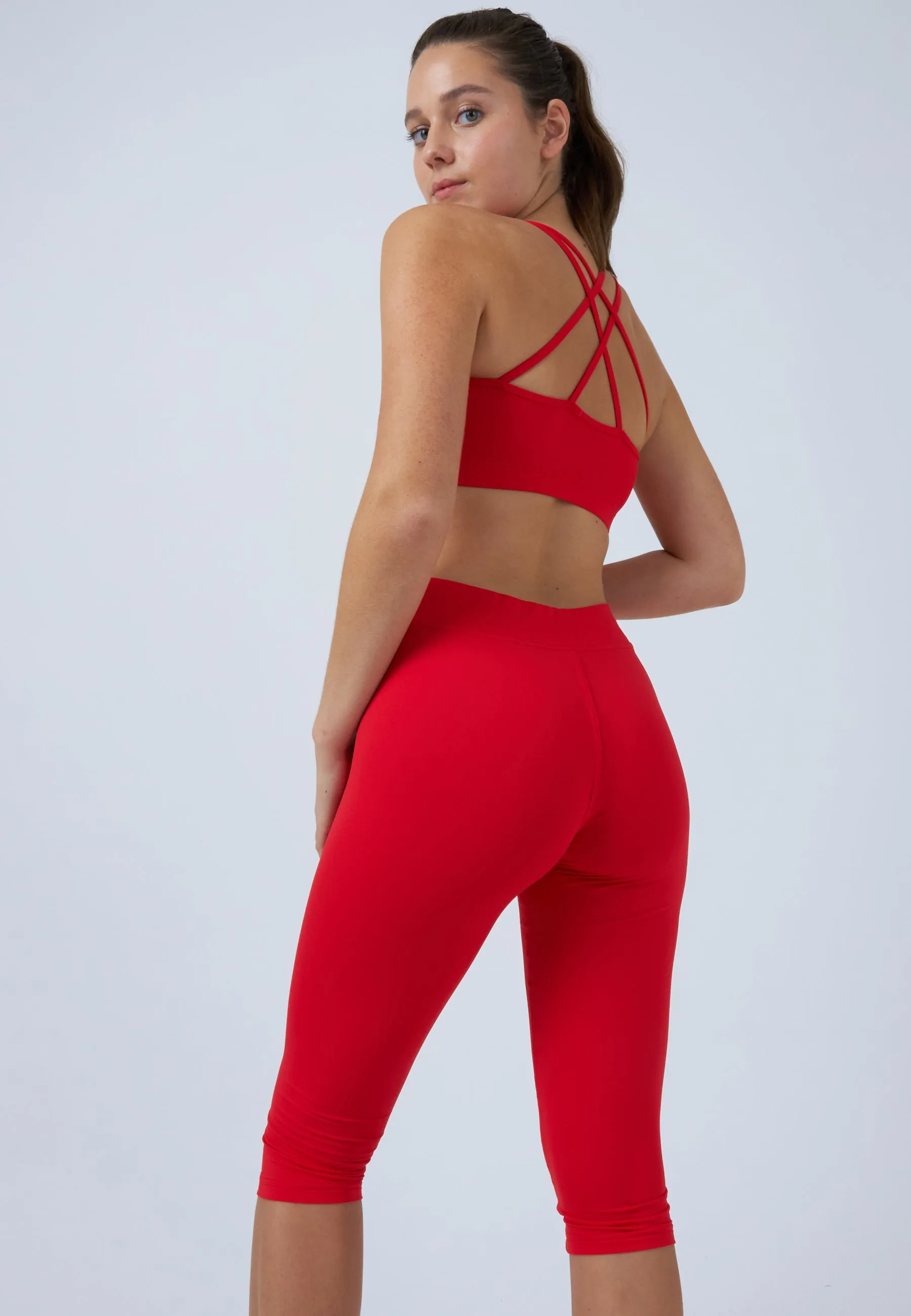 Tennis 3/4 Leggings, red