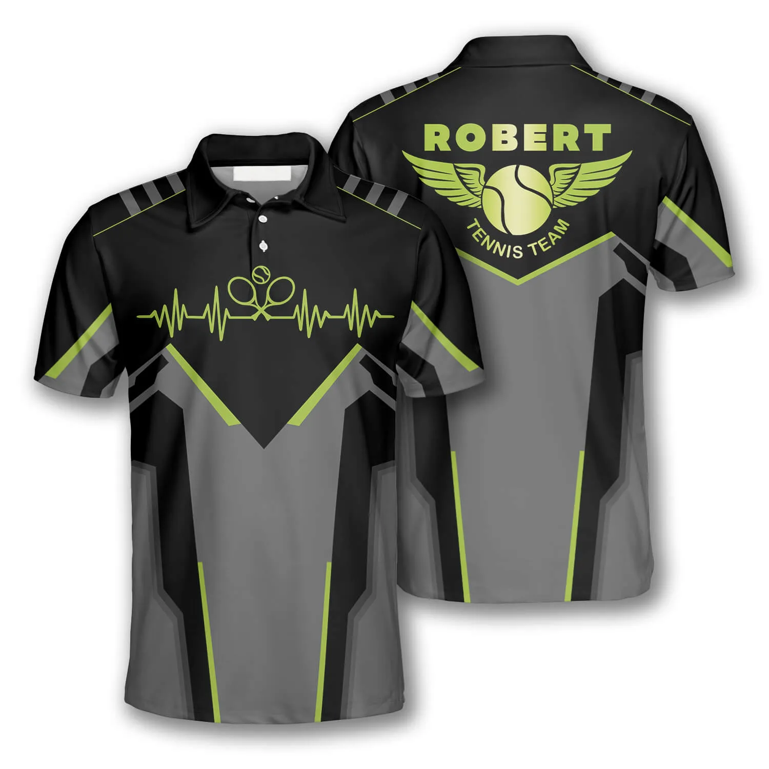 Tennis Heartbeat Pulse Line Custom Polo Tennis Shirts for Men