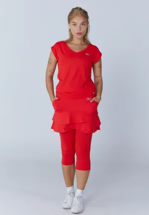 Tennis Loose Fit Shirt V-Neck, red