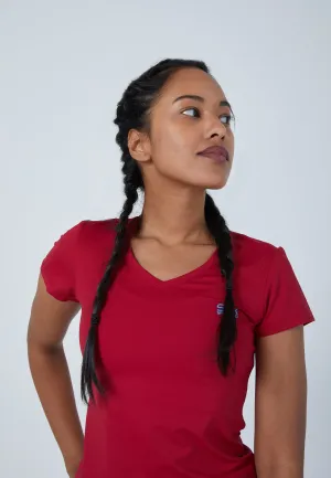 Tennis T-Shirt V-Neck, burgundy red