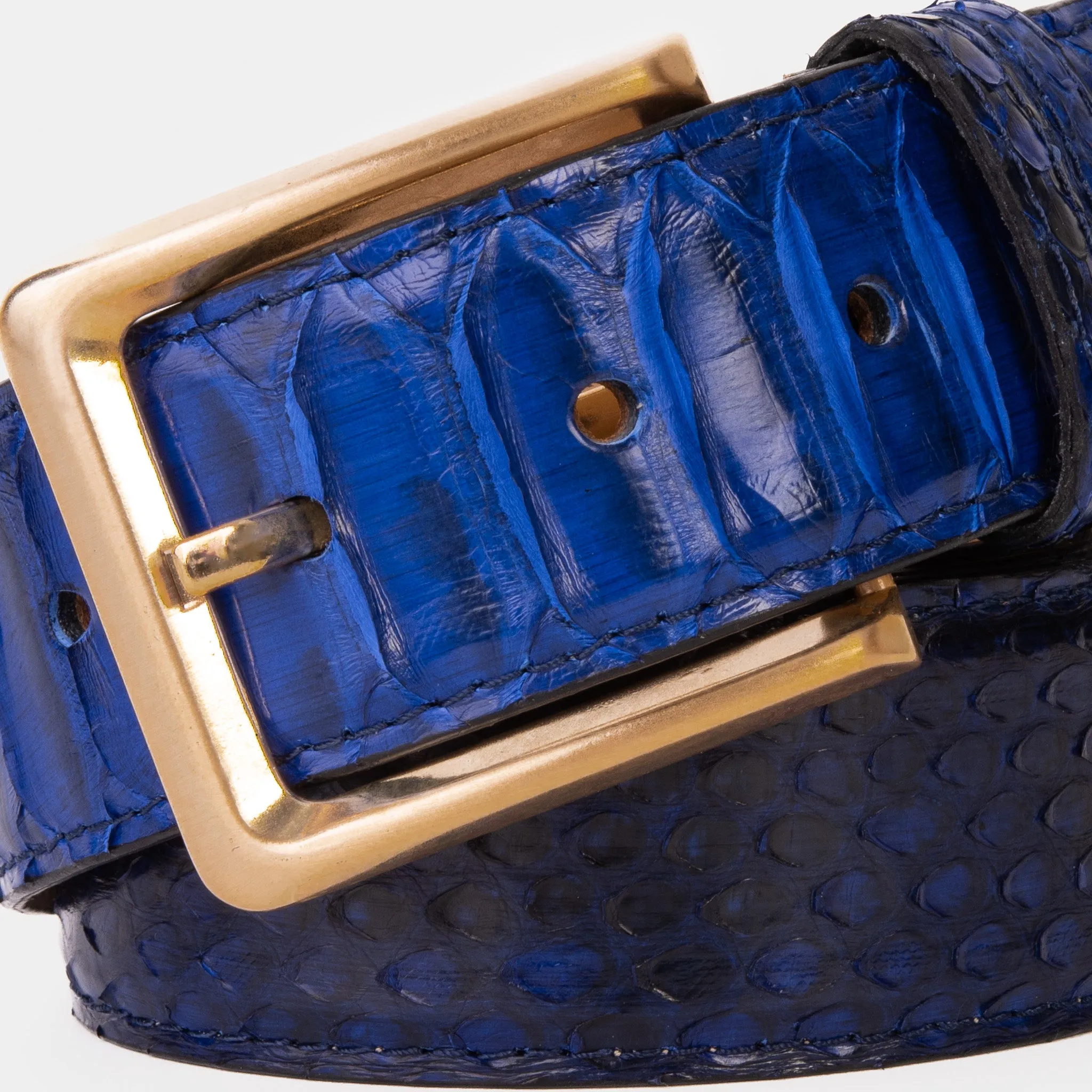 The Boss Navy Blue Pythn Snk Leather Belt