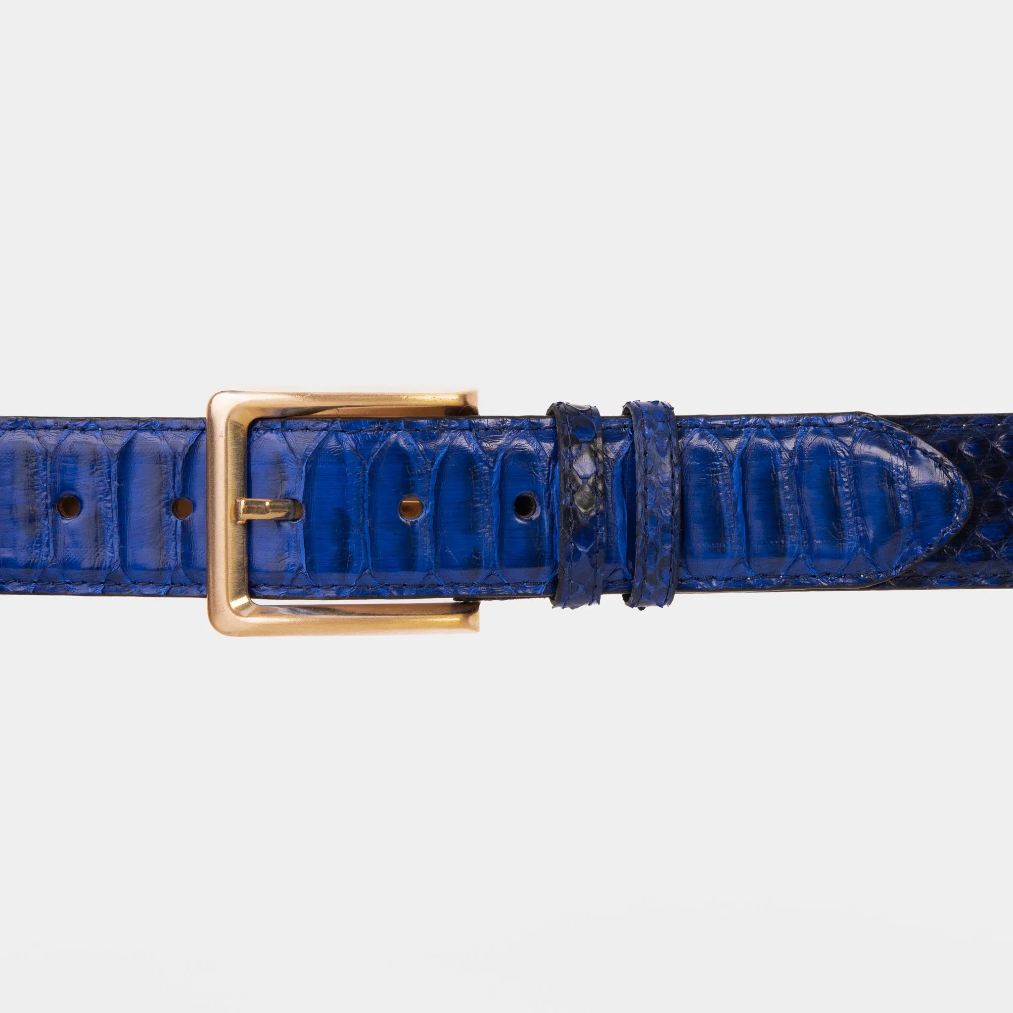 The Boss Navy Blue Pythn Snk Leather Belt