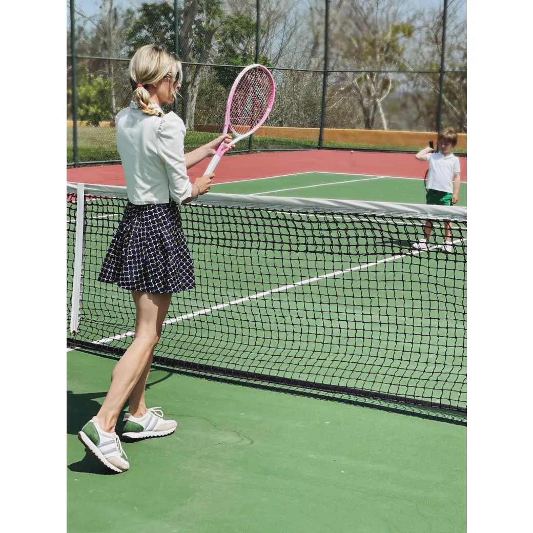 The Classic Pleated Tennis Skirt - Navy Bows