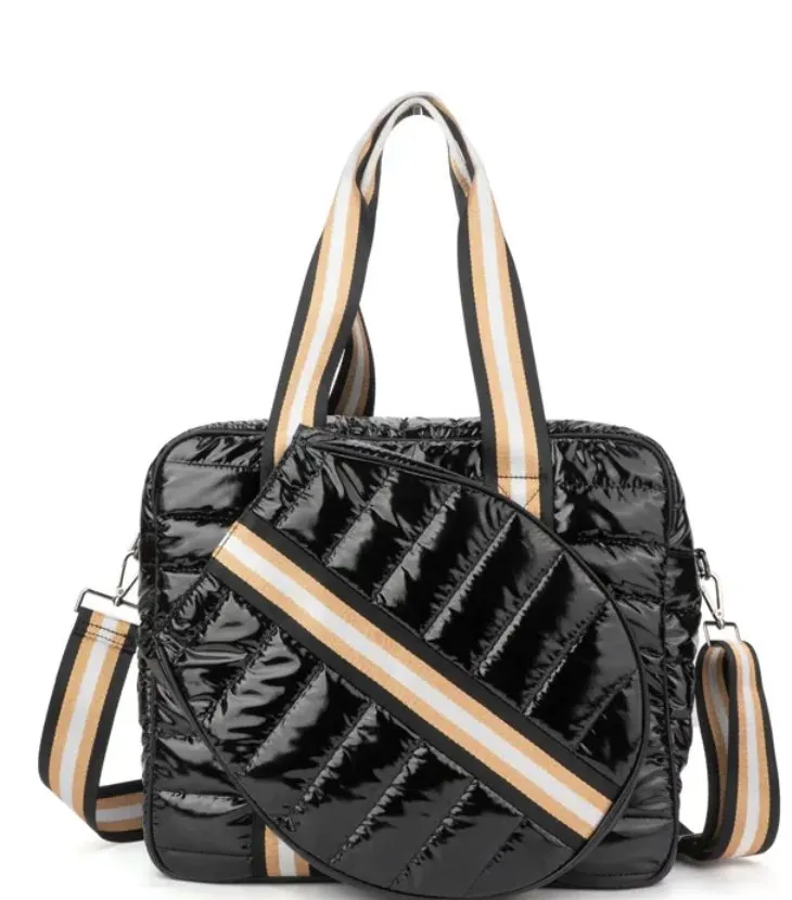 The Quilted Puffer Tennis Tote | Black