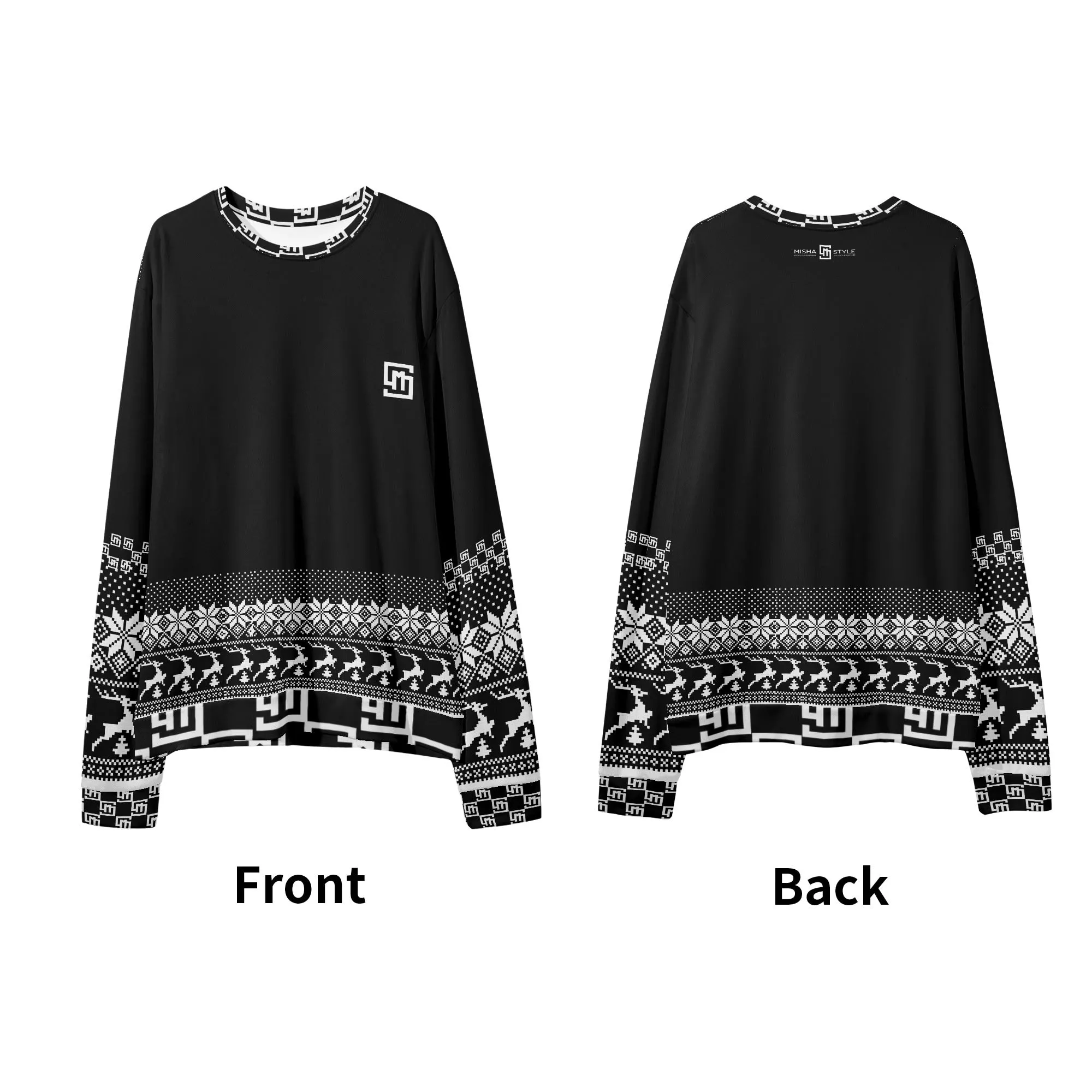 Unisex Christmas Loose Casual Black Sweater