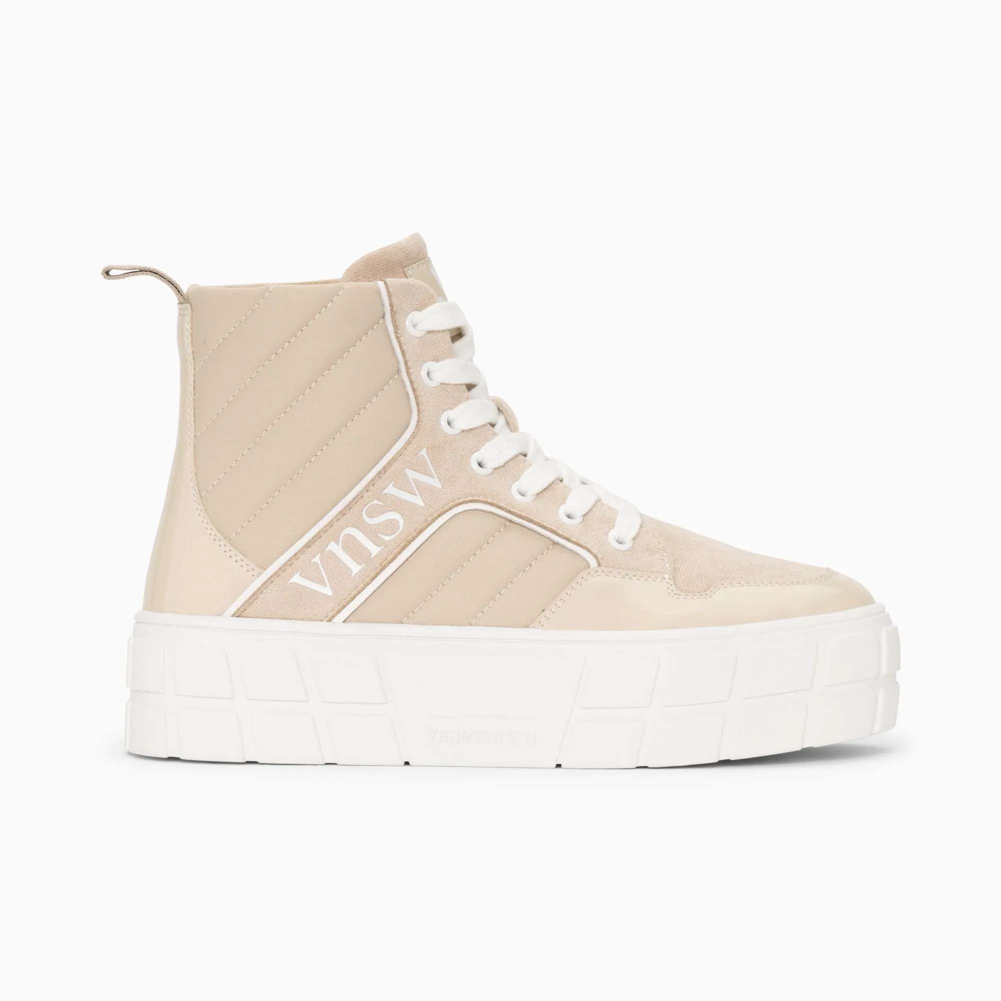 'Vanessa Wu' Beige Madeline Platform High Top Trainer