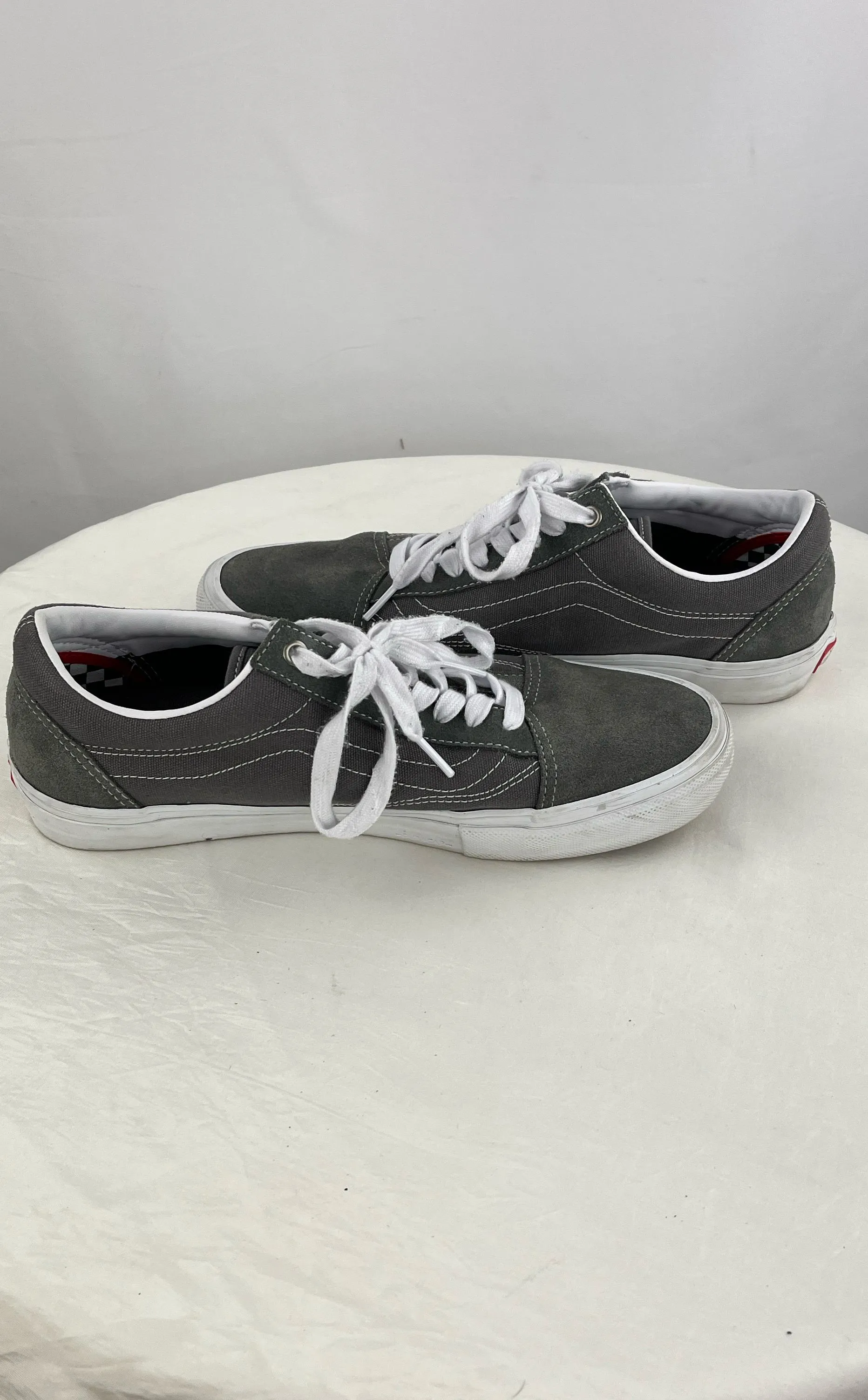 Vans Men's Old Skool Pro Skate Shoes Gray/White Rubber Soles Size 11.5