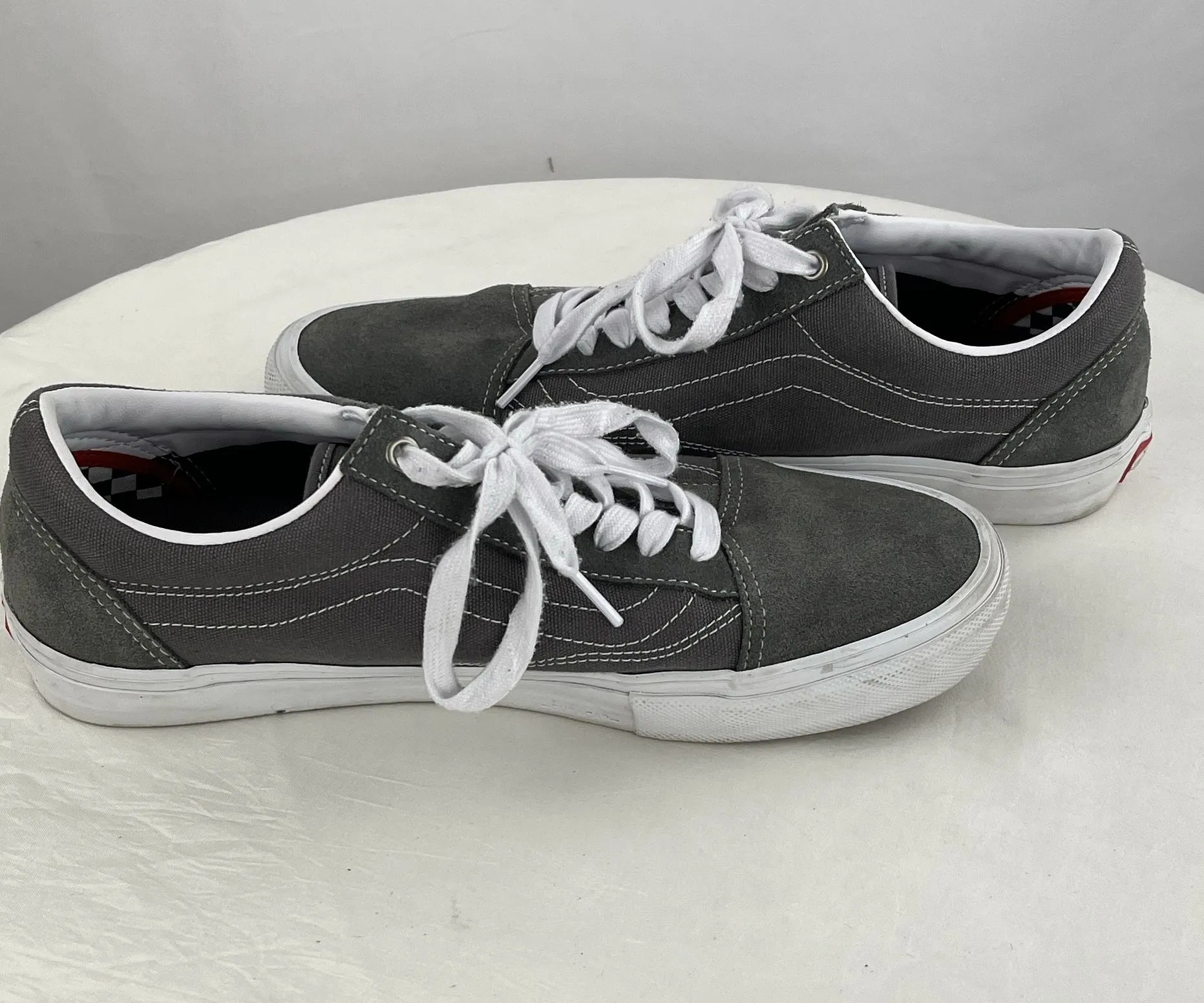 Vans Men's Old Skool Pro Skate Shoes Gray/White Rubber Soles Size 11.5