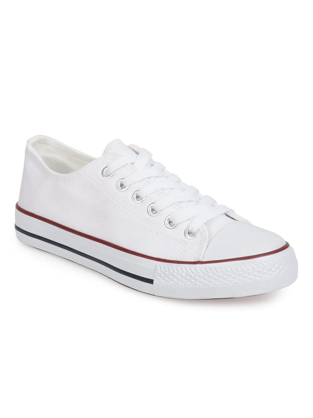 White Canvas Lace Up Sneakers (TC-CAN1-WHT)