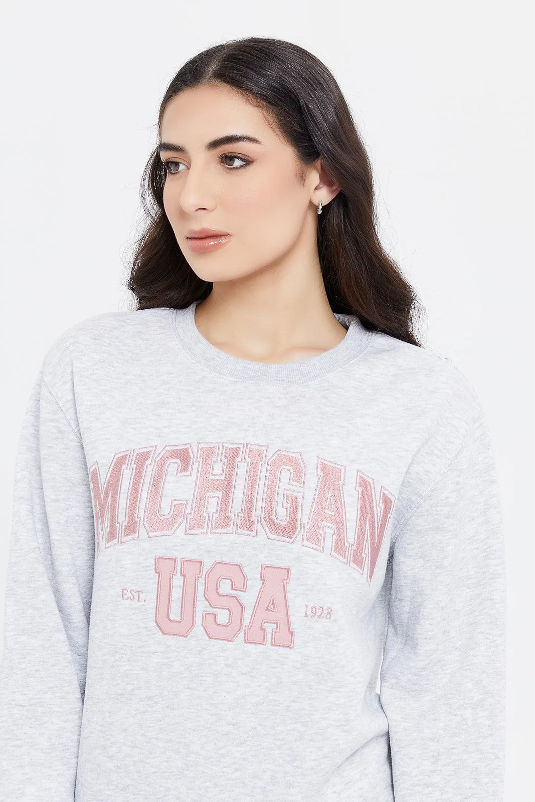 Women Grey Michigan Sweatshirt