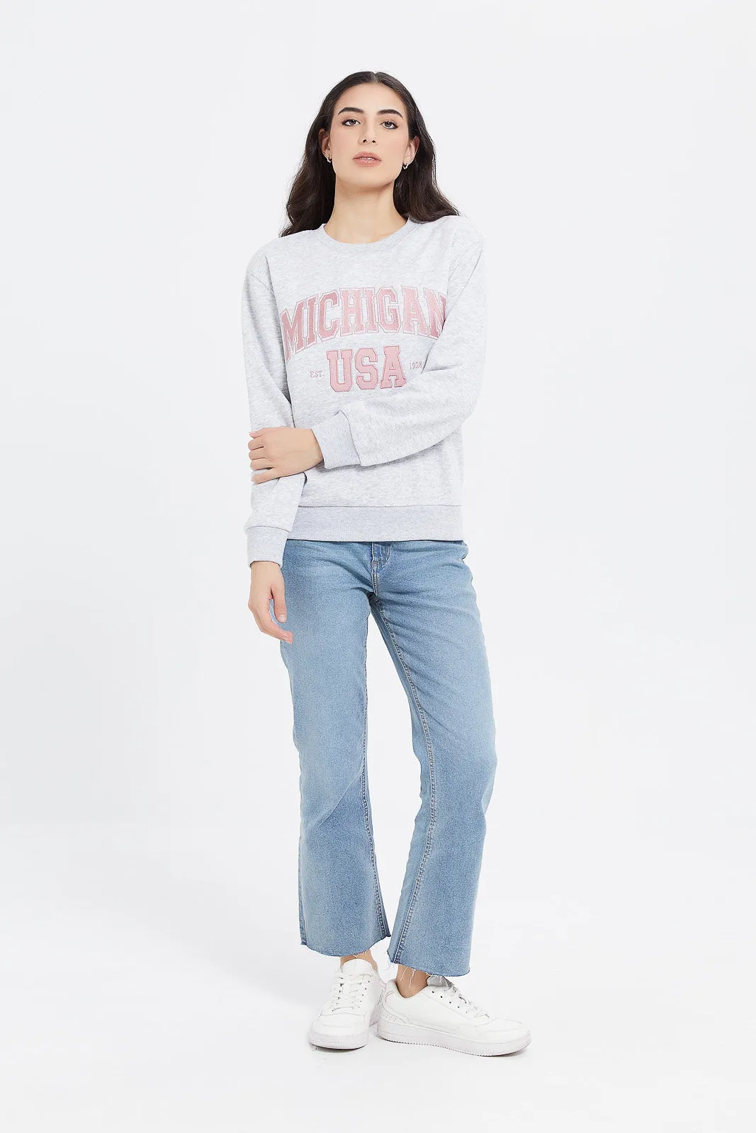 Women Grey Michigan Sweatshirt