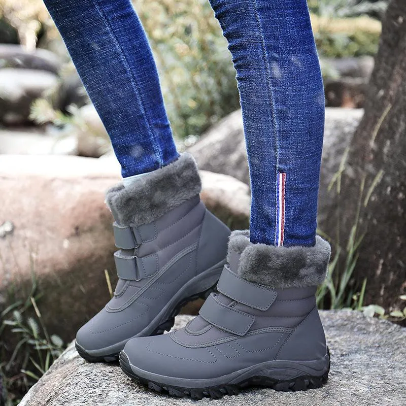 Women winter platform thick faux fur short snow boots