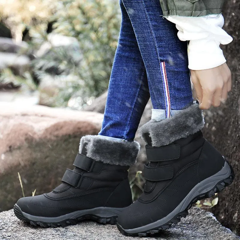 Women winter platform thick faux fur short snow boots