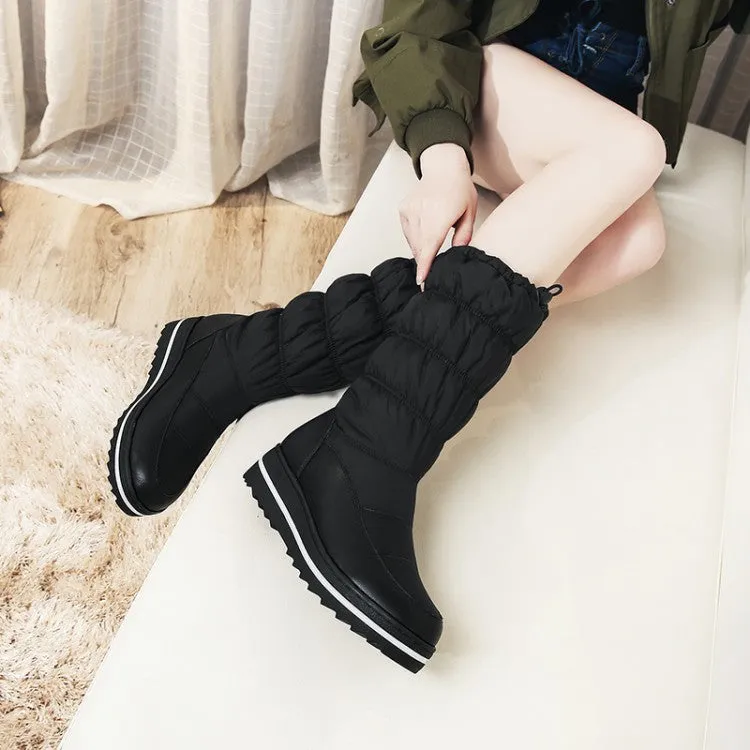 Women's Platform Wedge Heels Winter Down Mid Calf Snow Boots