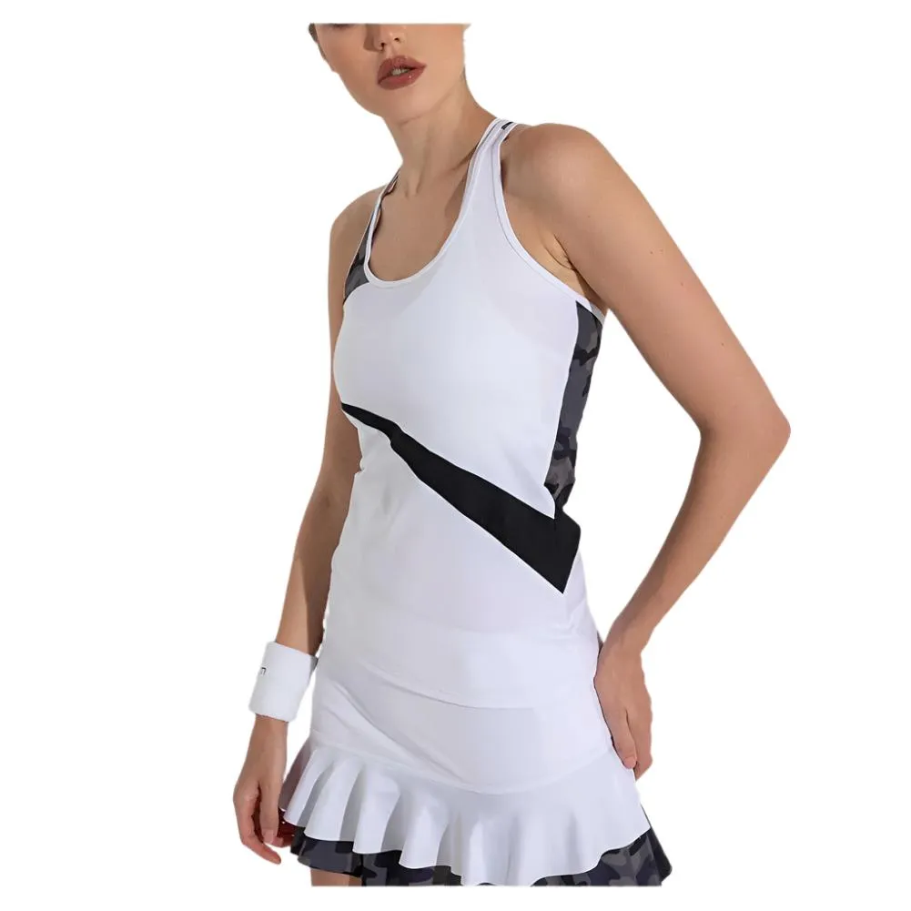 Women`s Racer Tennis Tank White and Camo