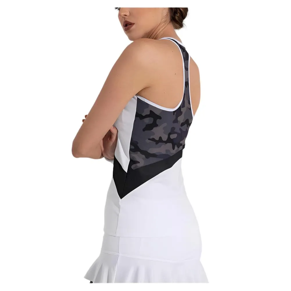 Women`s Racer Tennis Tank White and Camo