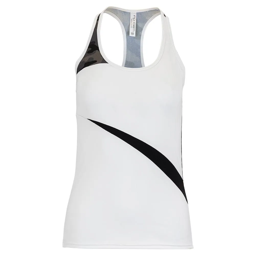 Women`s Racer Tennis Tank White and Camo