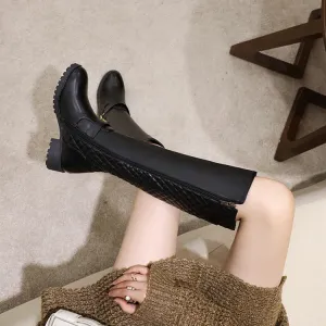 Women's Zipper Buckle Knee High Boots