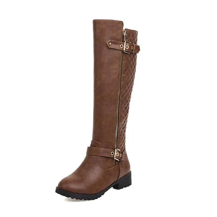 Women's Zipper Buckle Knee High Boots