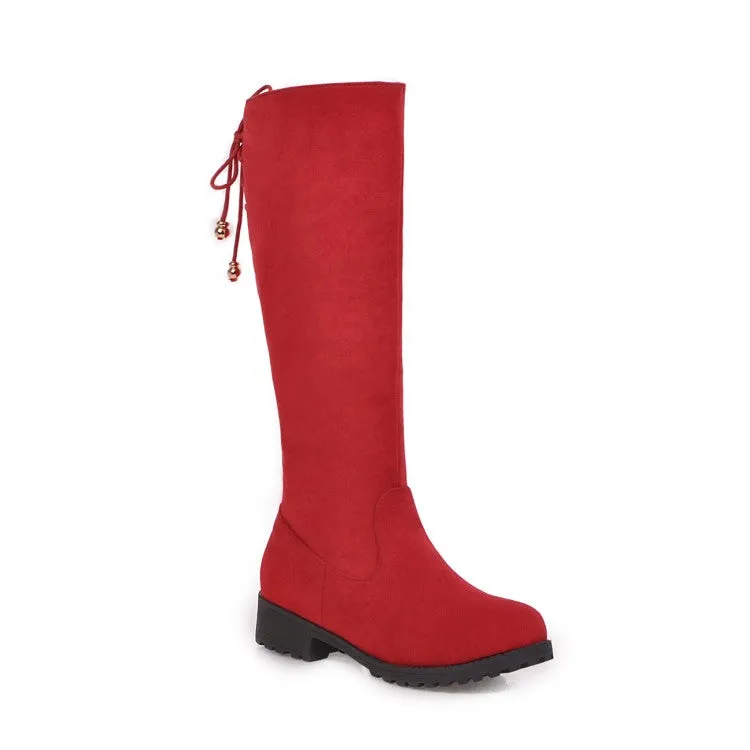 Womens' Zipper Low Heels Knee High Boots