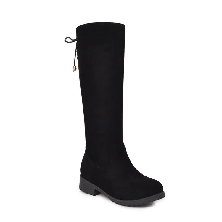 Womens' Zipper Low Heels Knee High Boots