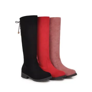 Womens' Zipper Low Heels Knee High Boots